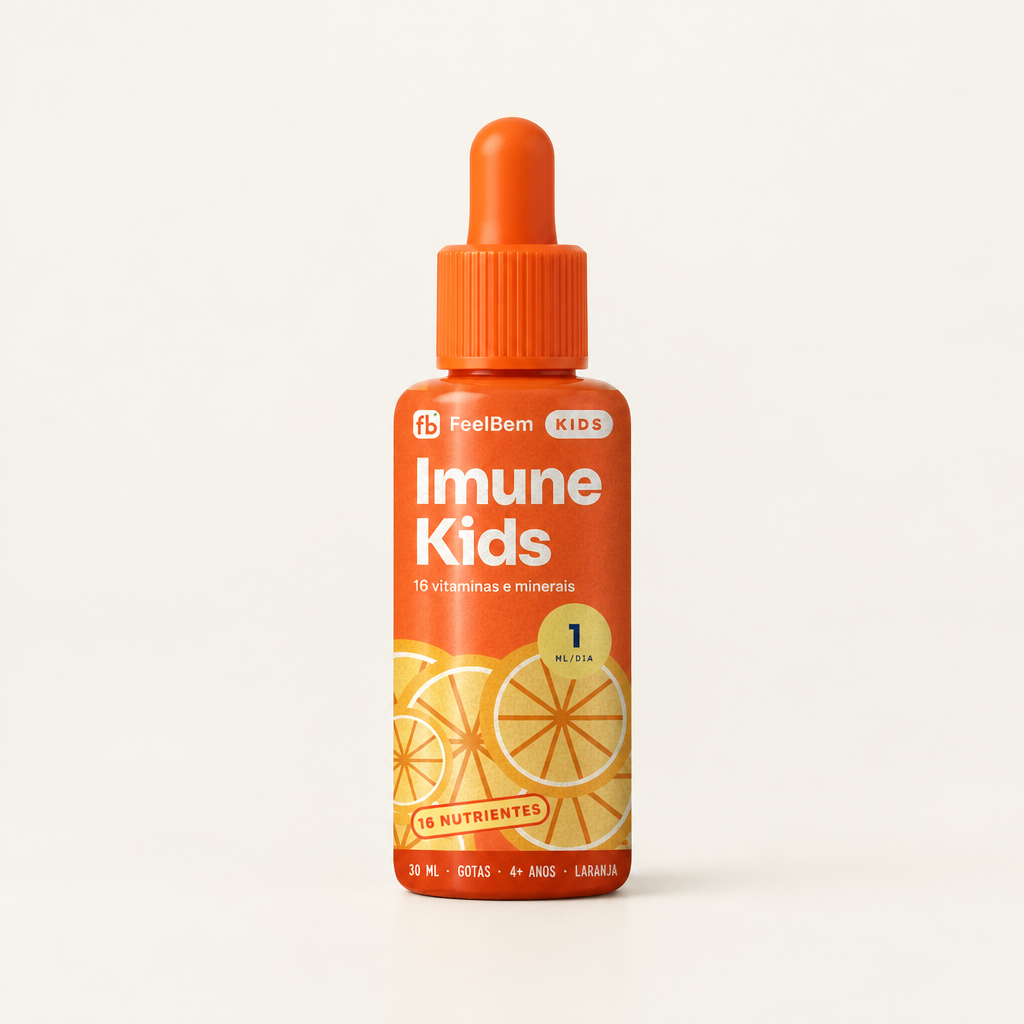 FeelBem Imune Kids · 16 Vitaminas e Minerais · Gotas 30 ml, frente da embalagem