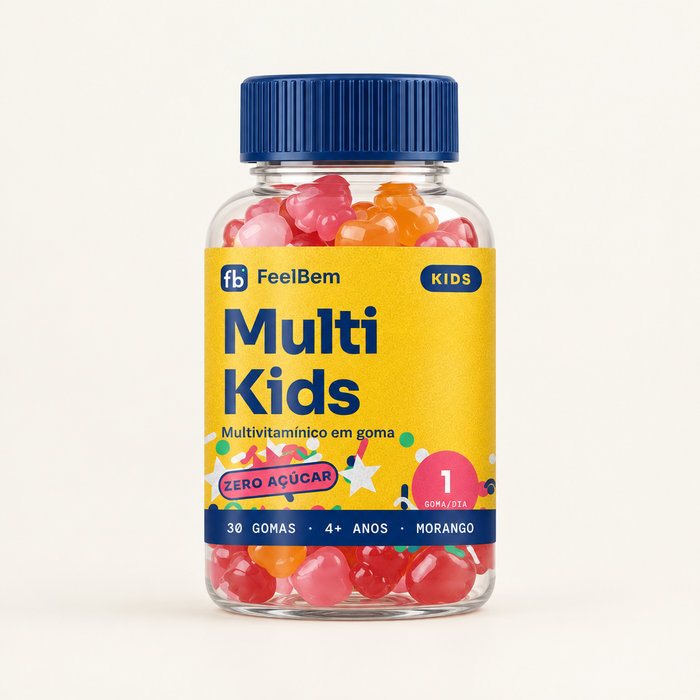 FeelBem Multi Kids · Multivitamínico em Goma · 30 Gomas, frente da embalagem