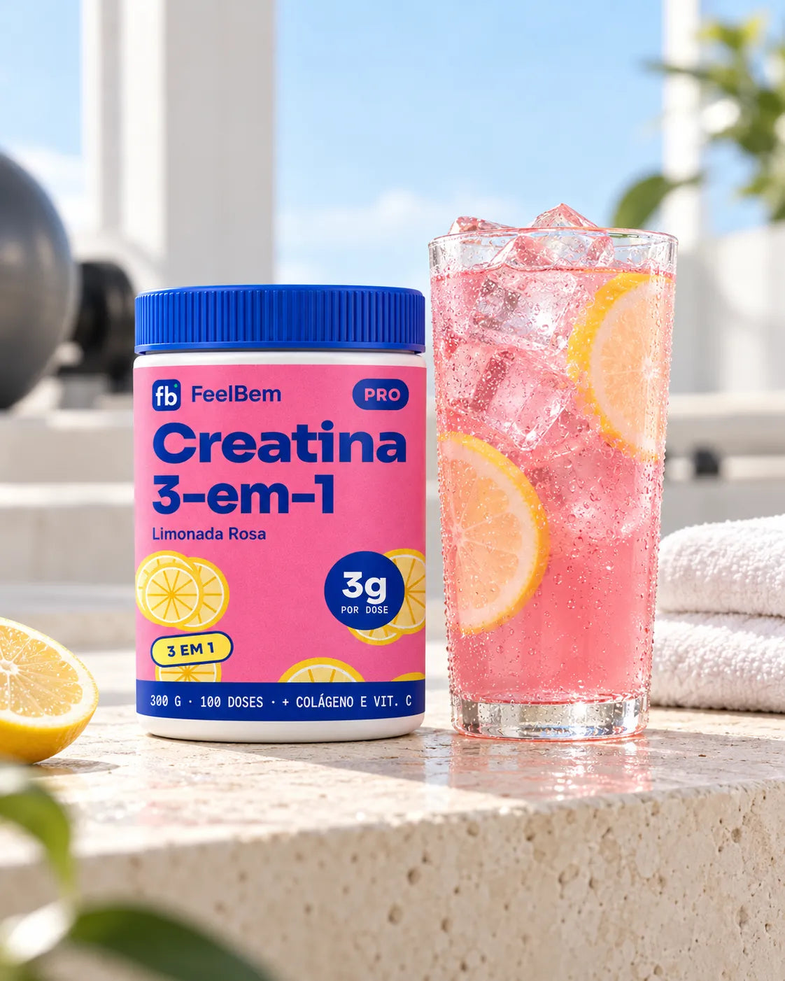 Creatina 3-em-1 Limonada Rosa 300 g